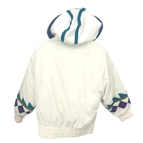 London Fog Jacket Womens M White 90s Retro Ski Colorblock Puffer Gorpcore - Picture 2 of 9